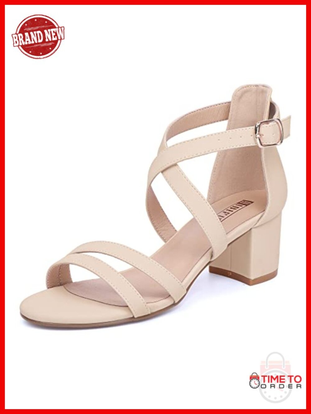 Women's Strappy Low Chunky Block Heeled Sandals Buckle Ankle Strap